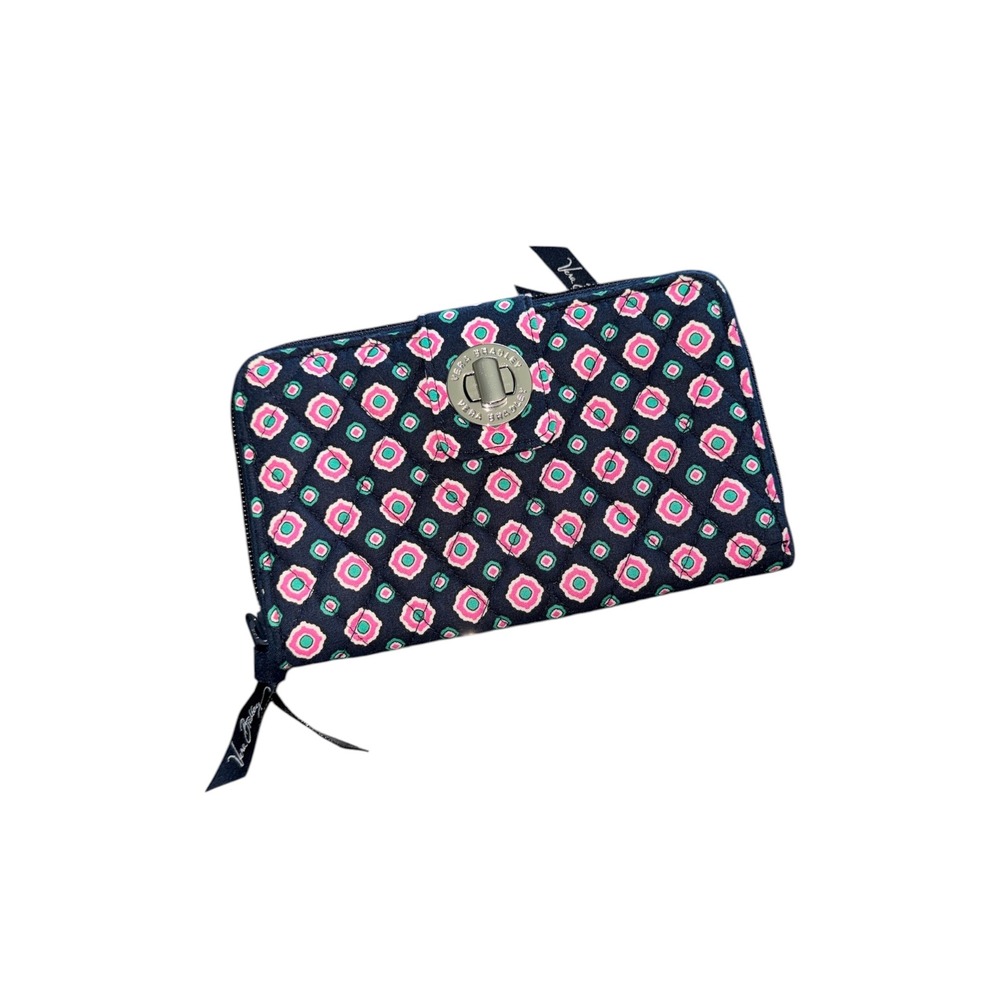 Vera Bradley‎ Petal Dots Turnlock Wallet Geometric Quilted Cotton Zip Around